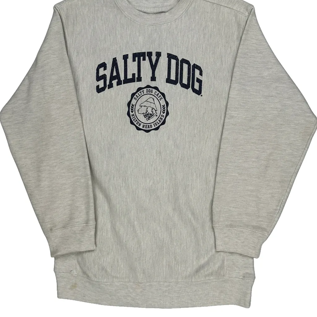 Salty Dog Cafe Champion Graphic Sweatshirt - Small Grey Cotton Blend - Image 5
