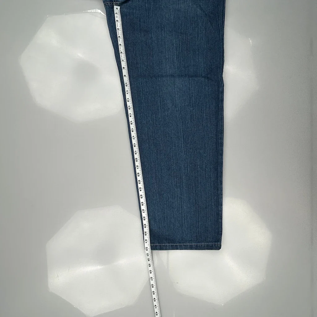 Samurai Embroidery Raw Baggy Jeans - 38W 32L Blue Cotton Blend - Image 5