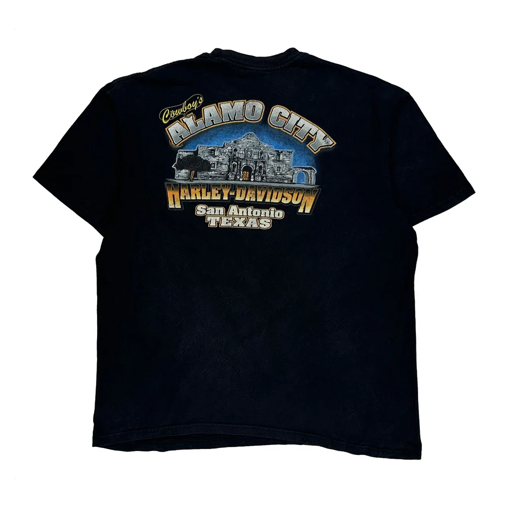 San Antonio Harley Davidson Graphic T-Shirt - Large Black Cotton - Image 2
