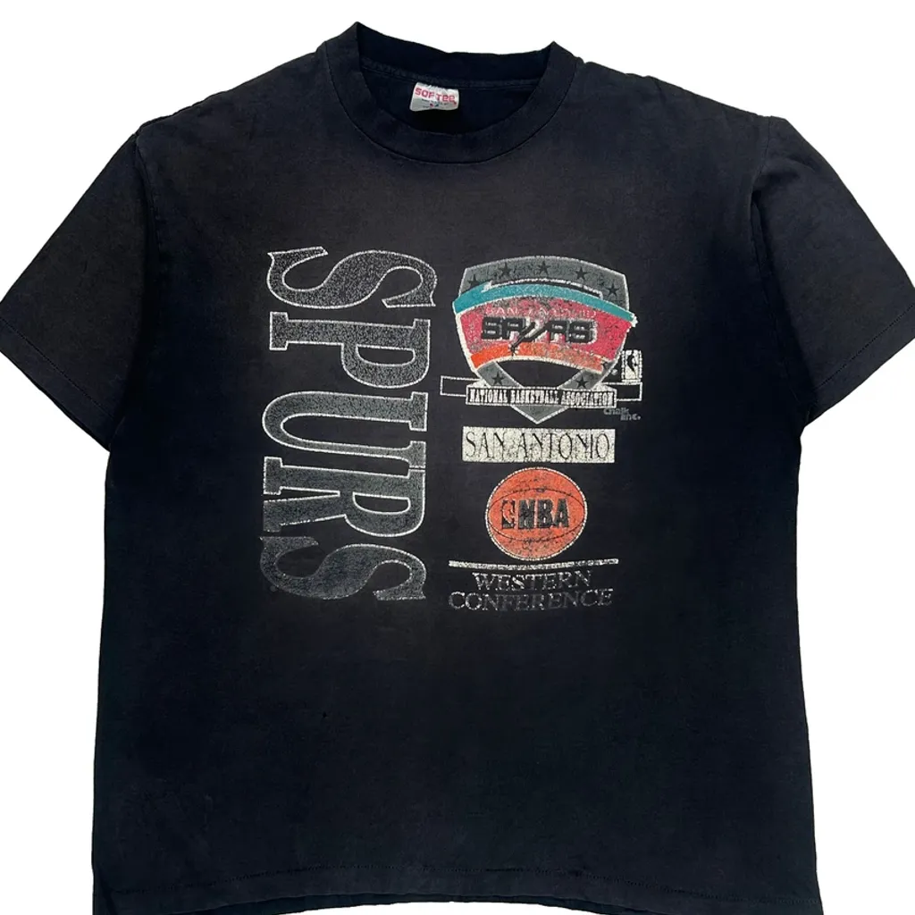 San Antonio Spurs Tee Jays Single Stitch T-Shirt - XL Black Cotton - Image 5