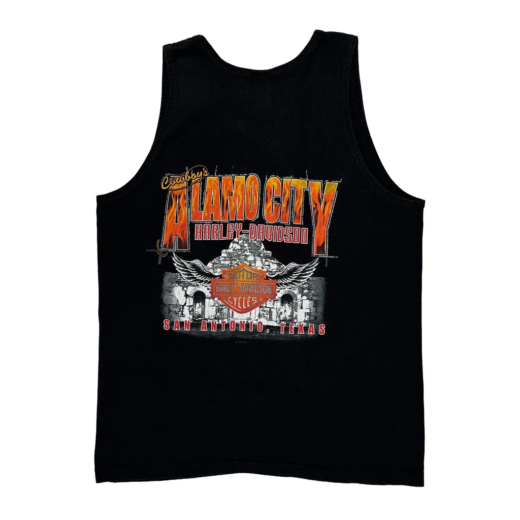 San Antonio, Texas Harley Davidson Graphic Tank Top - Large Black Cotton - Image 2