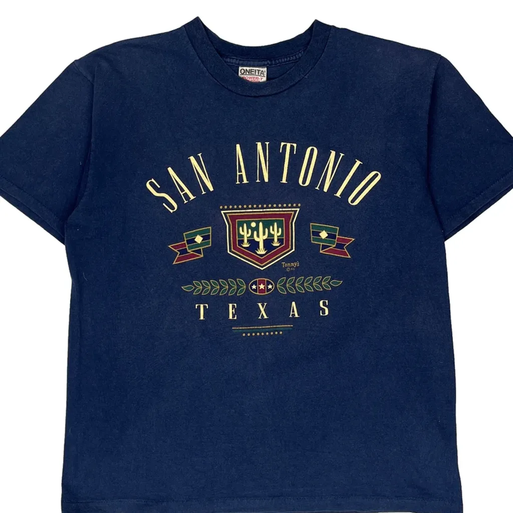 San Antonio Texas Oneita Single Stitch T-Shirt - Large Blue Cotton - Image 5