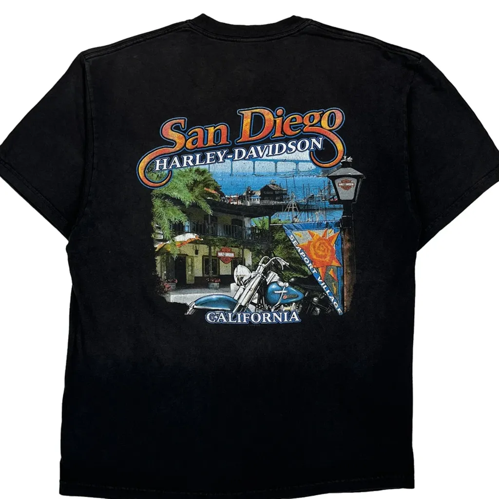 San Diego Harley Davidson Graphic T-Shirt - Large Black Cotton - Image 7