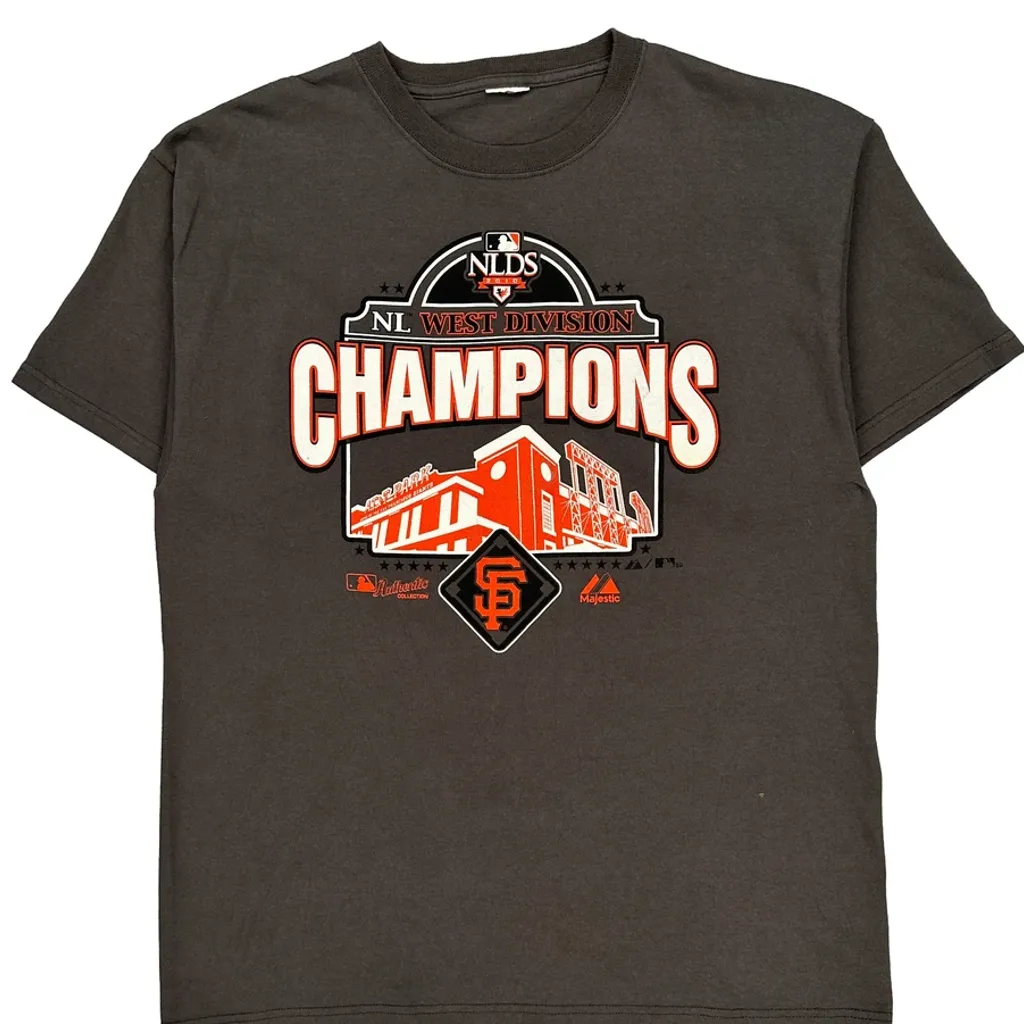 San Francisco Giants Majestic Graphic T-Shirt - Large Gray Cotton - Image 4