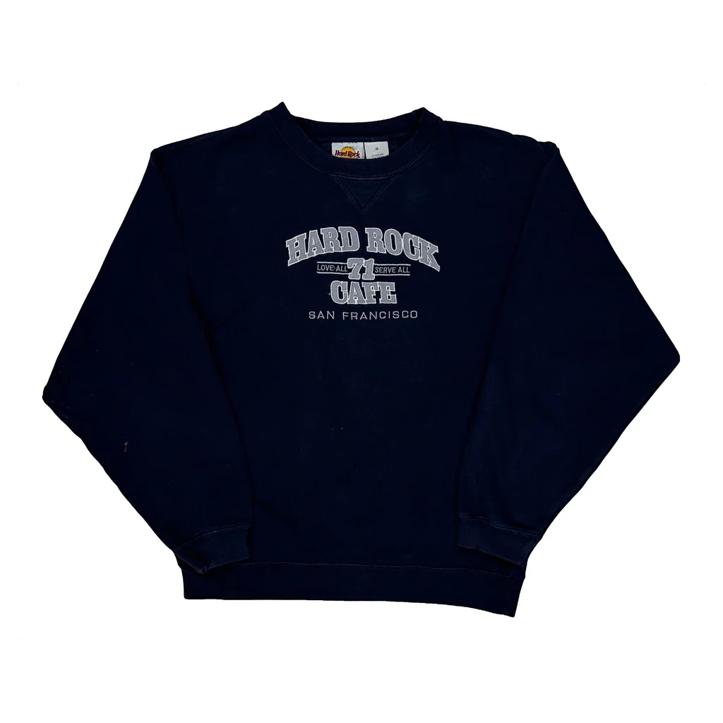 San Francisco Hard Rock Cafe Graphic Sweatshirt - Small Navy Cotton