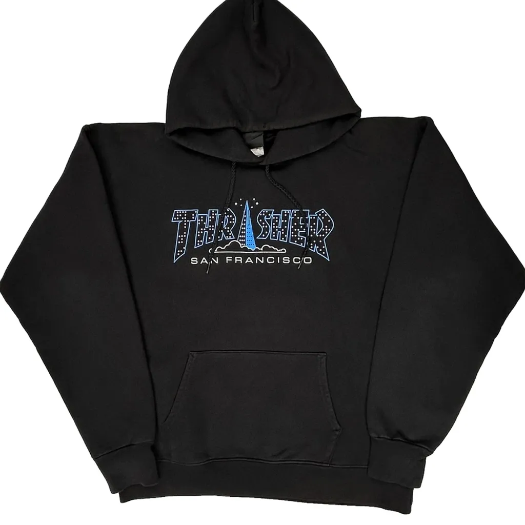 San Francisco Thrasher Graphic Hoodie - Medium Black Cotton - Image 6
