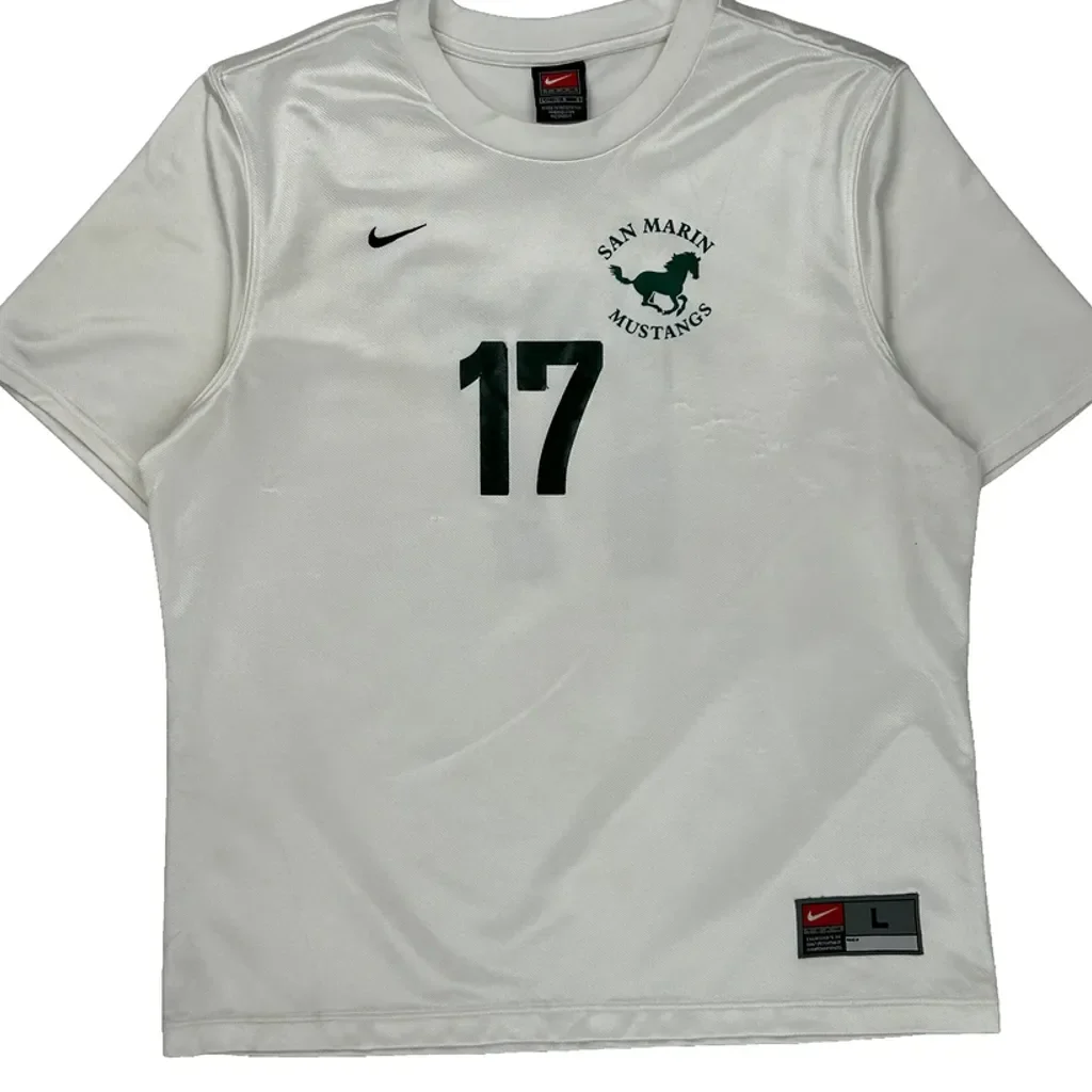 San Marin Mustangs Nike Football Jersey - Large White Polyester - Image 4