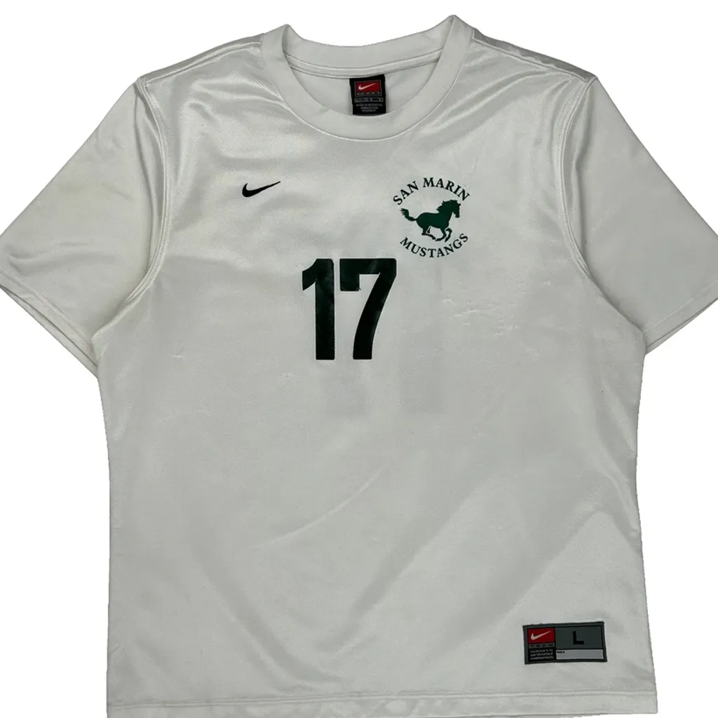 San Marin Mustangs Nike Football Jersey - Large White Polyester - Image 5