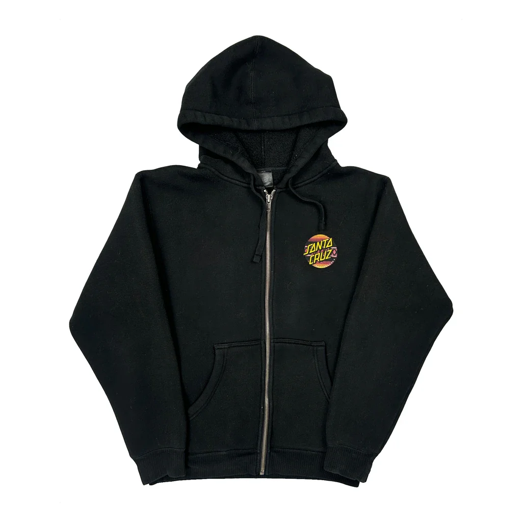 Santa Cruz Full Zip Hoodie - Small Black Cotton Blend