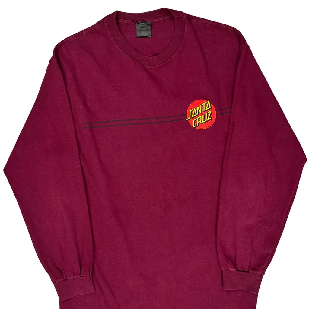 Santa Cruz Long Sleeve T-Shirt - Large Burgundy Cotton - Image 4