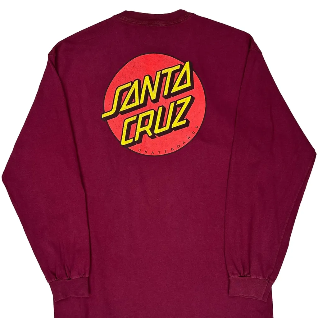 Santa Cruz Long Sleeve T-Shirt - Large Burgundy Cotton - Image 6