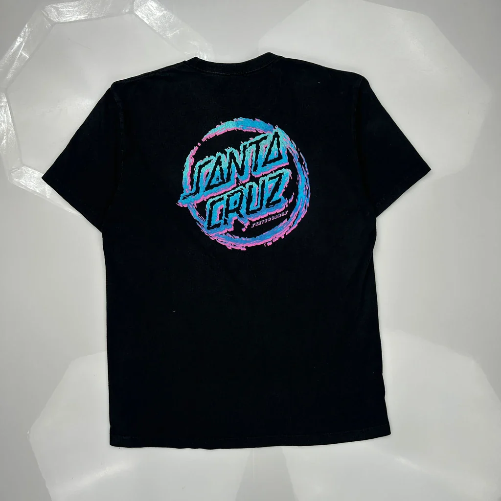 Santa Cruz Graphic T-Shirt - Medium Black Cotton - Image 3