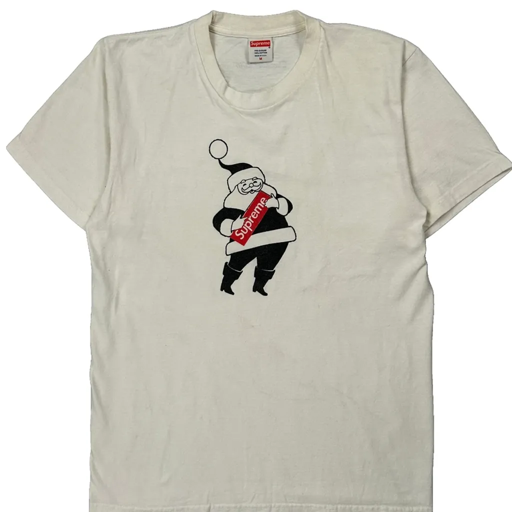 Santa Graphic Supreme Christmas T-Shirt - Medium White Cotton - Image 4