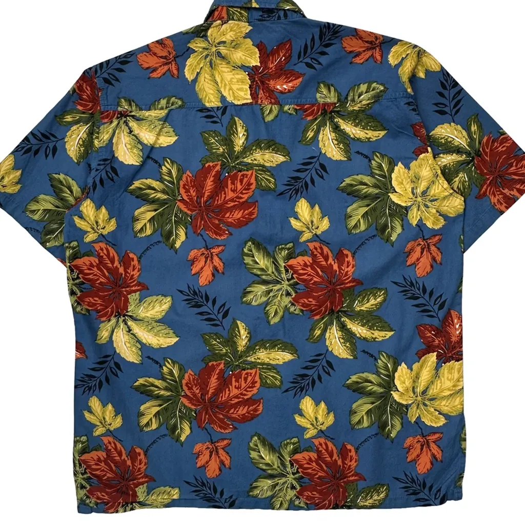 Santee Floral Hawaiian Shirt - Large Blue Cotton - Image 7