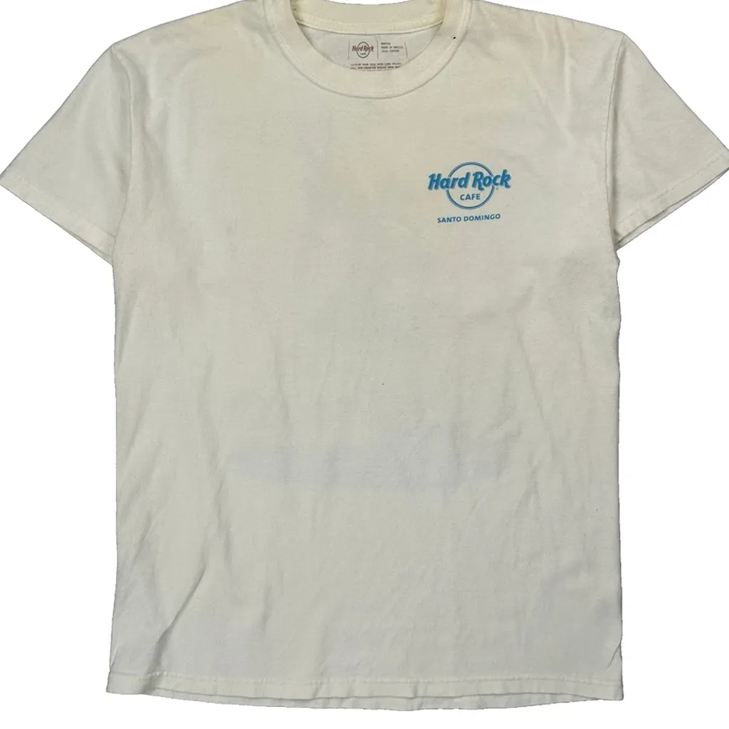 Santo Domingo Hard Rock Cafe Graphic T-Shirt - Medium White Cotton - Image 4