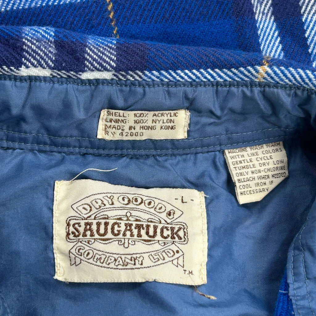 Saugatuck Checked Flannel Shirt - Large Blue Acrylic - Image 3