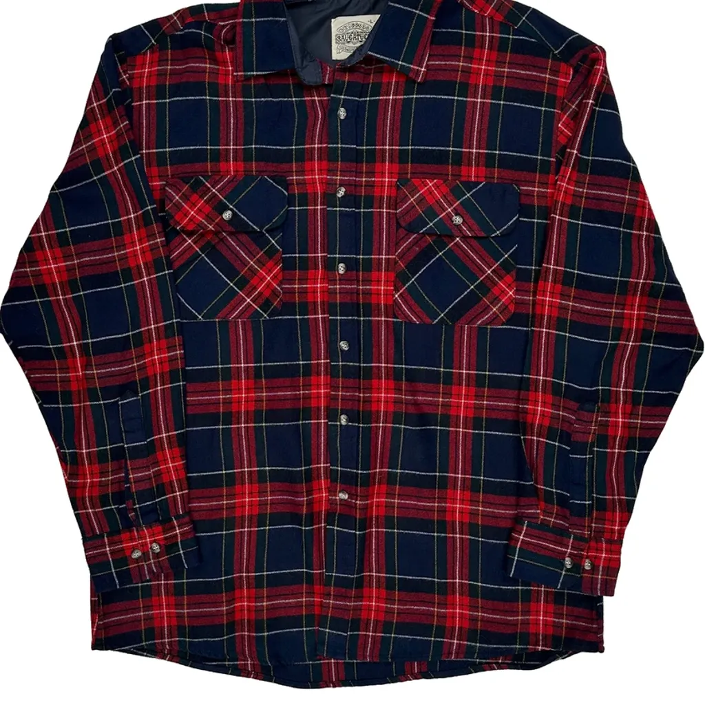 Saugatuck Checked Flannel Shirt - Large Red Acrylic - Image 4