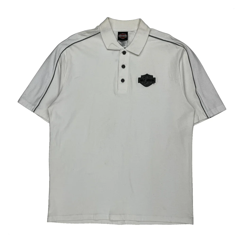 Sauk Prairie Harley-Davidson Harley Davidson Polo Shirt - Large White Cotton
