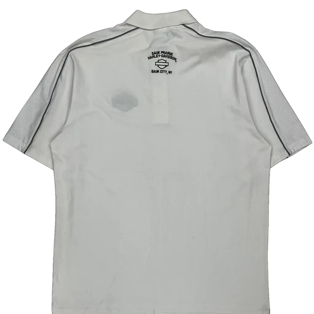Sauk Prairie Harley-Davidson Harley Davidson Polo Shirt - Large White Cotton - Image 6