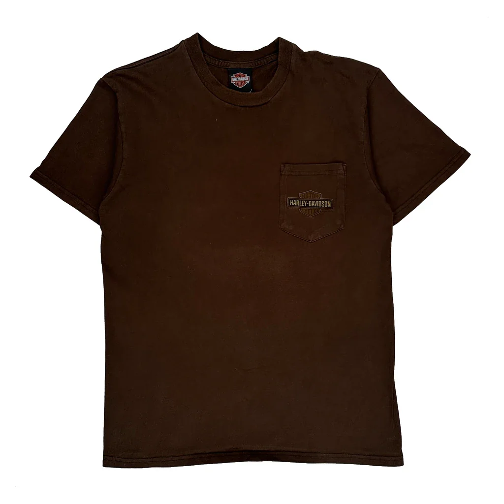Sauk Prairie Harley Davidson Graphic T-Shirt - Large Brown Cotton