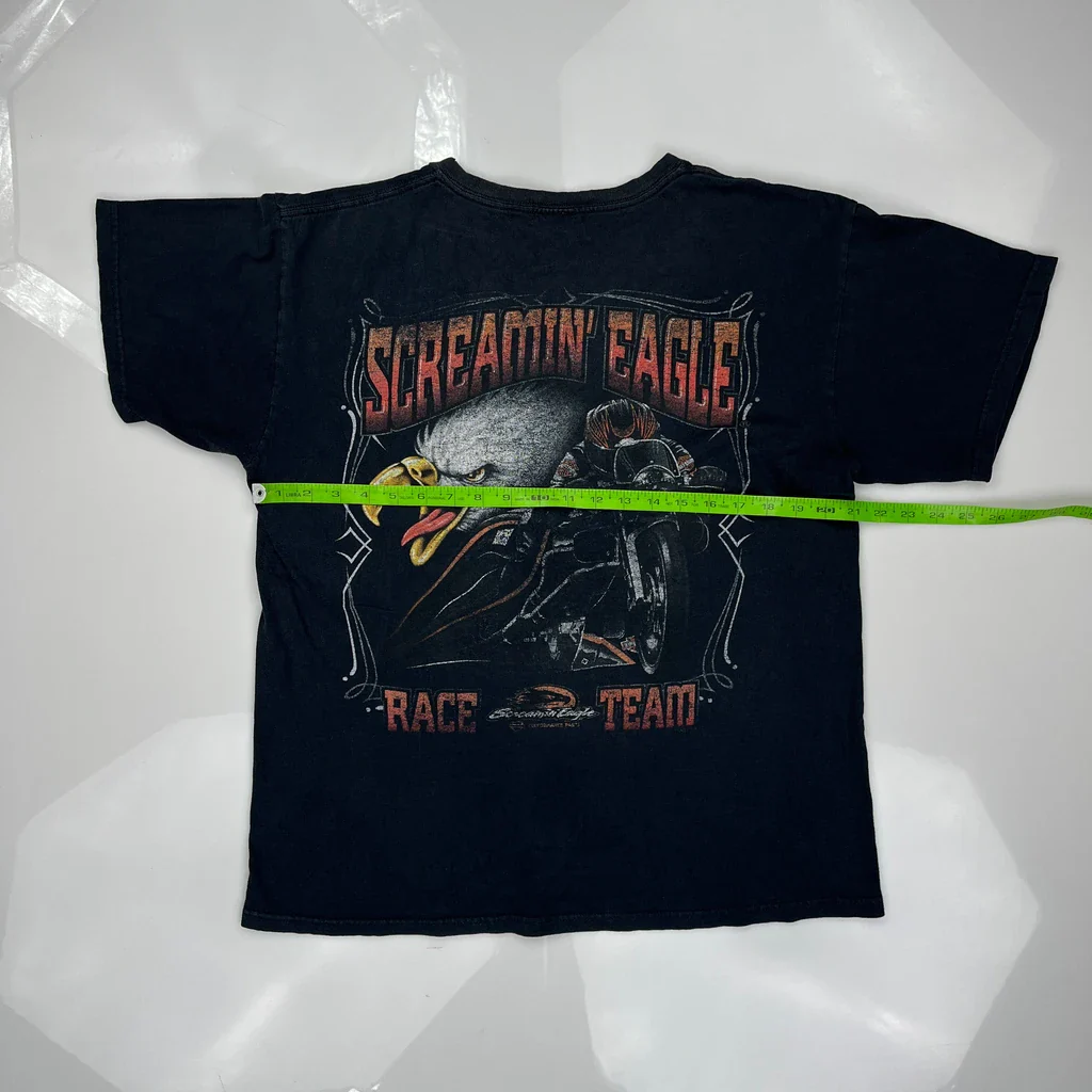 Screamin' Eagle Harley Davidson Graphic T-Shirt - Medium Black Cotton - Image 3