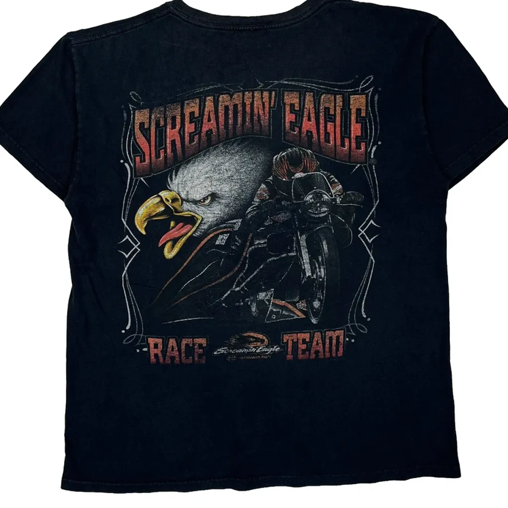 Screamin' Eagle Harley Davidson Graphic T-Shirt - Medium Black Cotton - Image 7