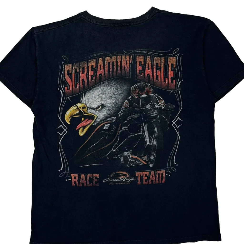 Screamin' Eagle Harley Davidson Graphic T-Shirt - Medium Black Cotton - Image 8
