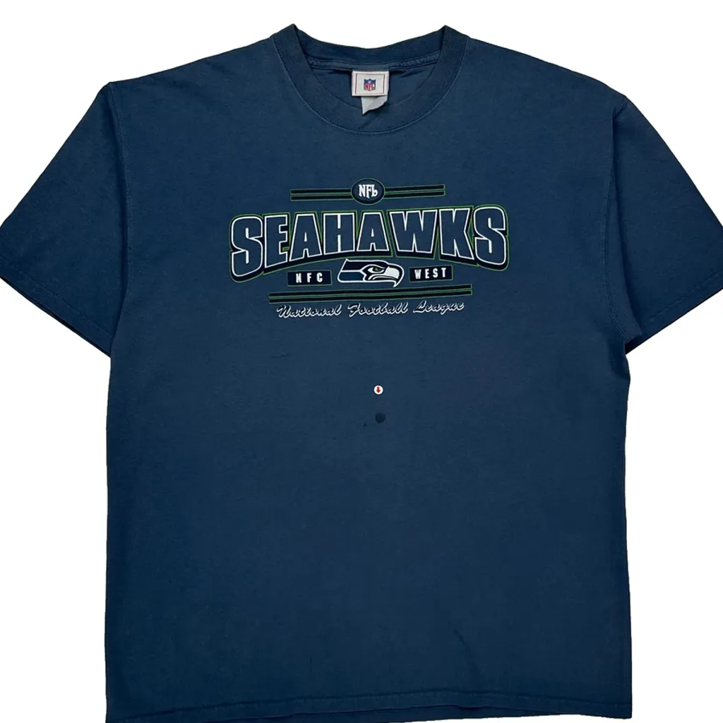 Seahawks Nfl T-Shirt - Large Blue Cotton - Image 6