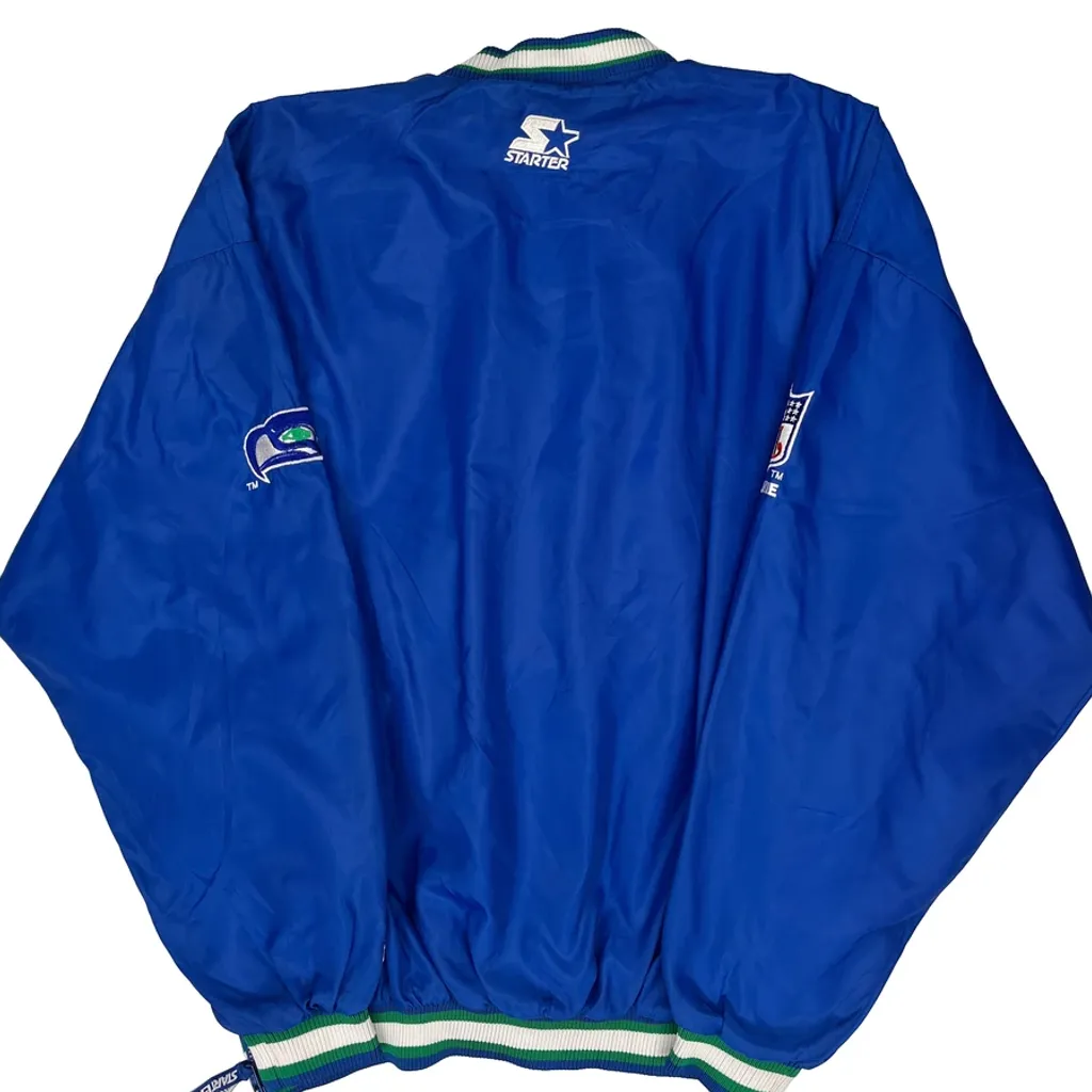 Seahawks Starter Football Windbreaker - XL Blue Nylon - Image 6