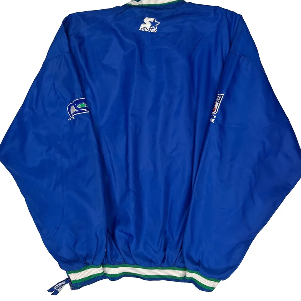 Seahawks Starter Football Windbreaker - XL Blue Nylon - Image 7