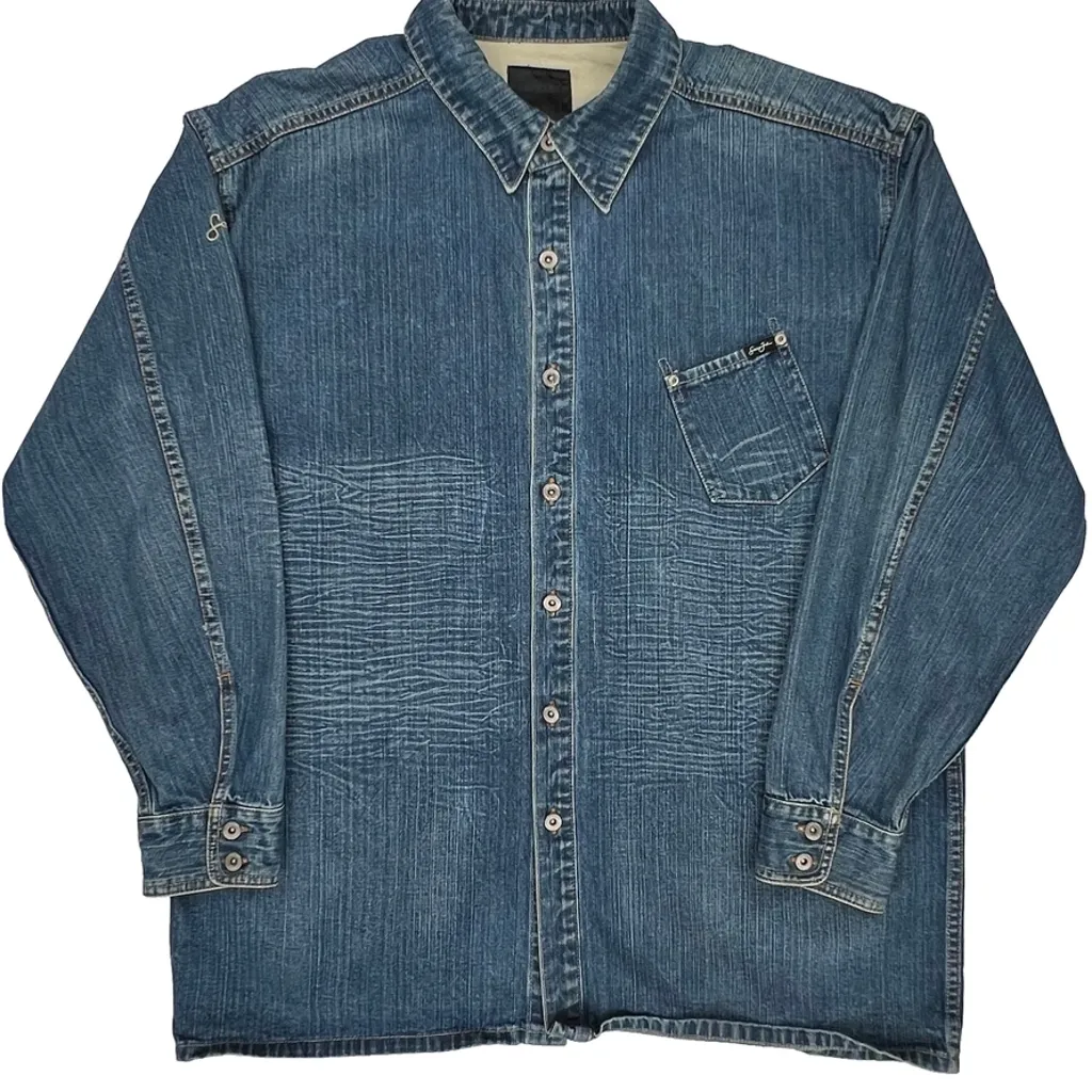 Sean John Oversized Denim Shirt - XL Blue Cotton - Image 4