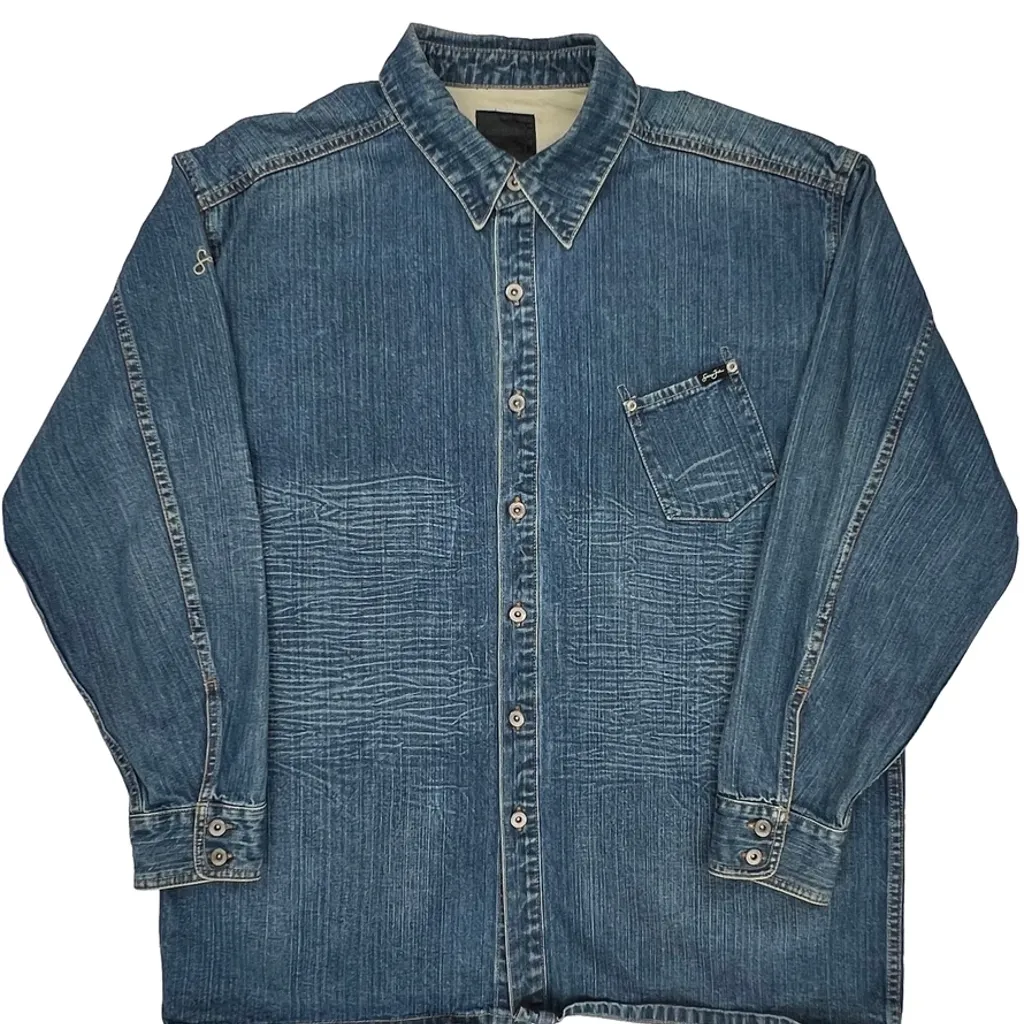 Sean John Oversized Denim Shirt - XL Blue Cotton - Image 5