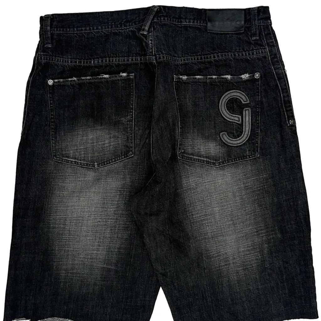 Sean John Baggy Denim Shorts - 36W 12L Black Cotton - Image 7