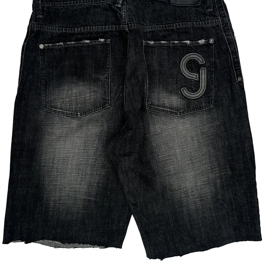 Sean John Baggy Denim Shorts - 36W 12L Black Cotton - Image 8