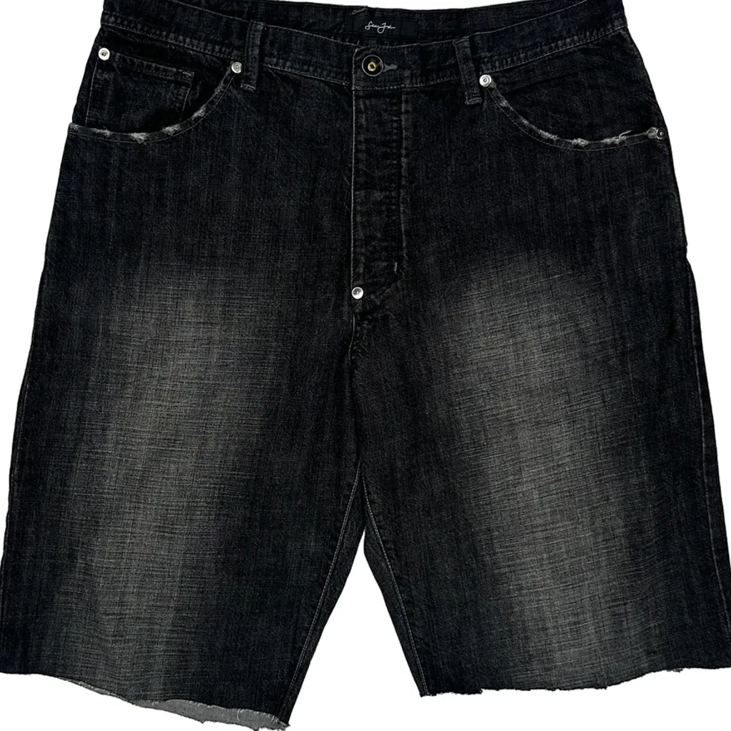 Sean John Baggy Denim Shorts - 36W 12L Black Cotton - Image 9
