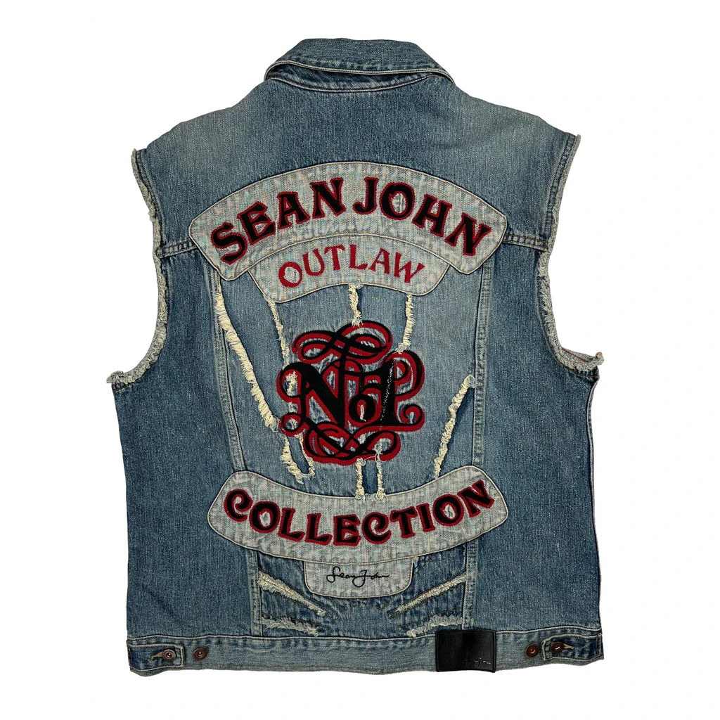 Sean John Graphic Denim Vest - 2XL Blue Cotton - Image 2