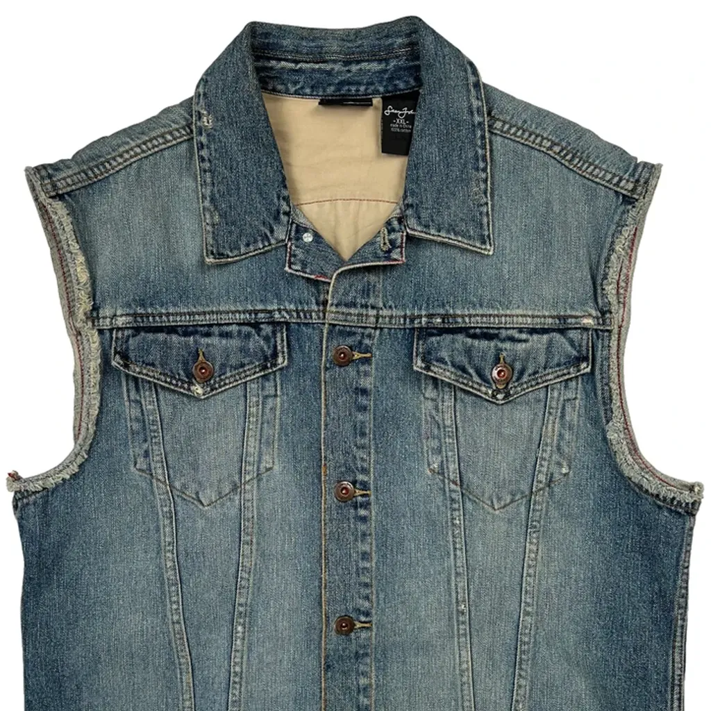 Sean John Graphic Denim Vest - 2XL Blue Cotton - Image 4