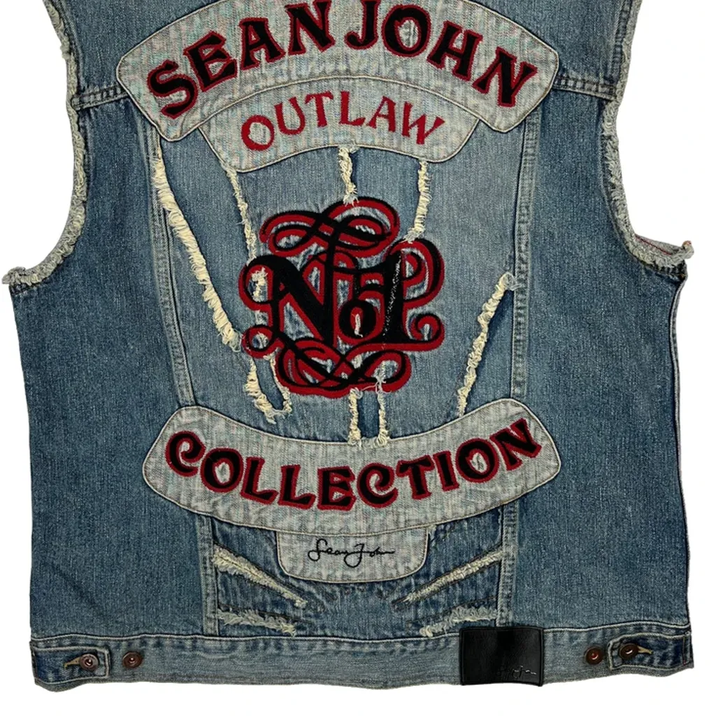 Sean John Graphic Denim Vest - 2XL Blue Cotton - Image 6