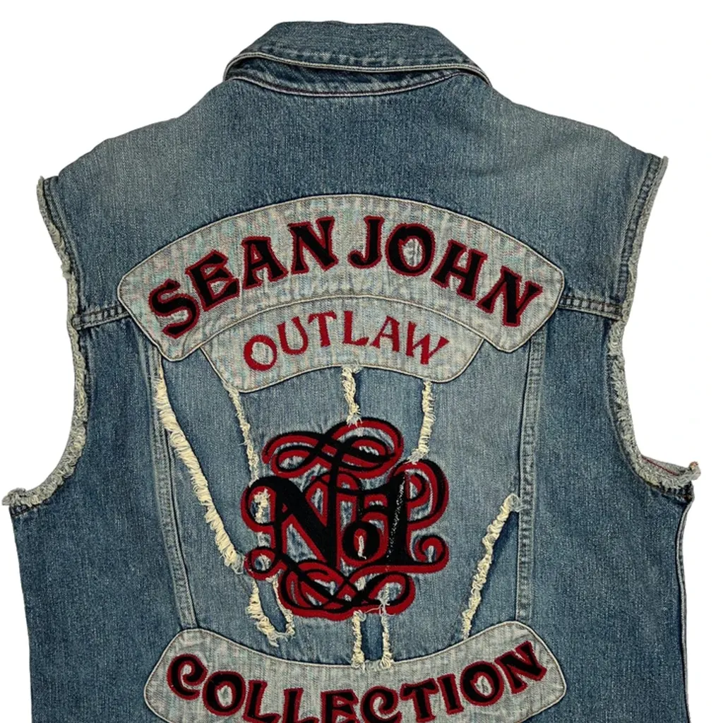 Sean John Graphic Denim Vest - 2XL Blue Cotton - Image 7