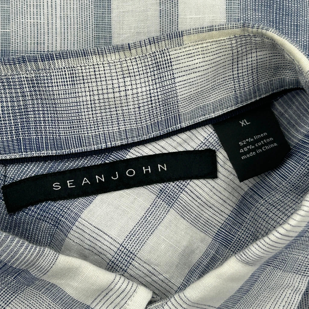 Sean John Short Sleeve Shirt - XL Blue Linen Blend - Image 3