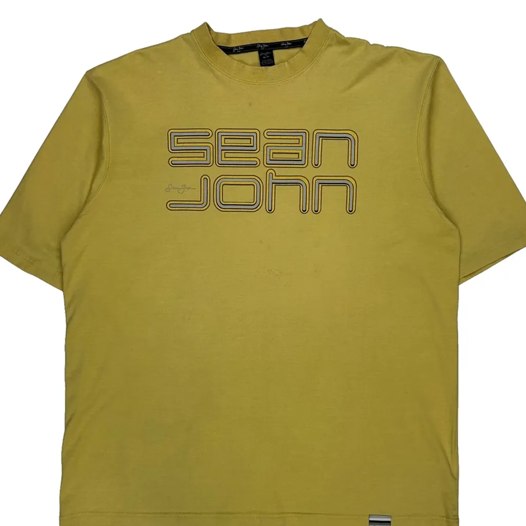 Sean John Spellout T-Shirt - XL Yellow Cotton - Image 5