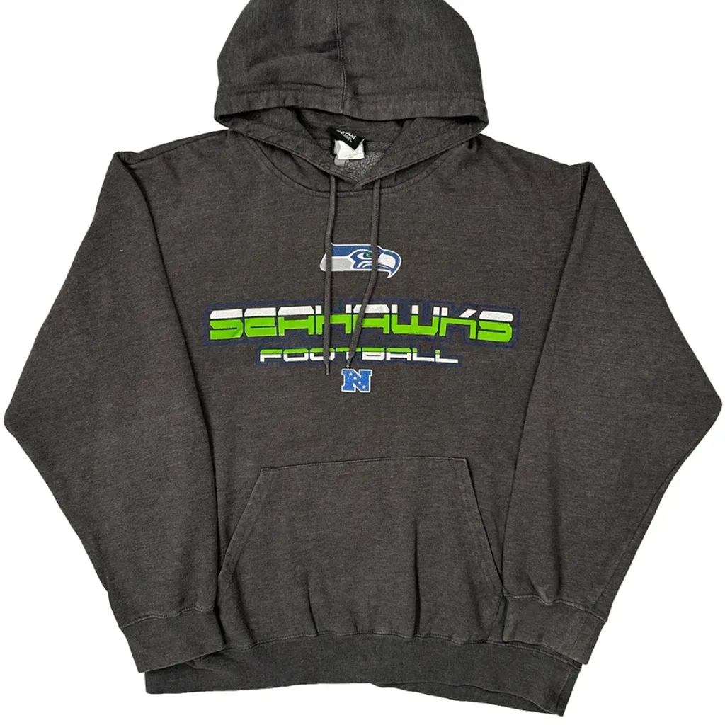 Seattle Seahawks Nfl Hoodie - Large Grey Cotton Blend - Image 4