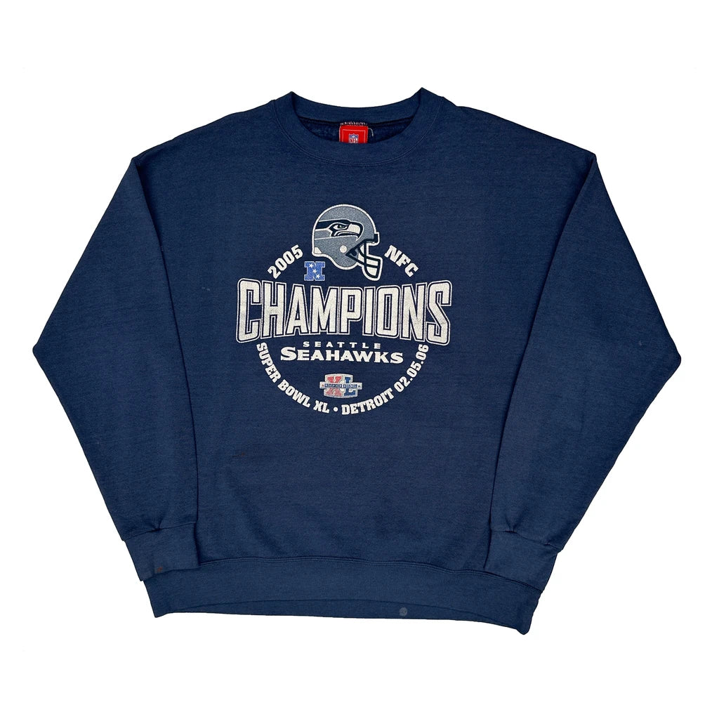 Seattle Seahawks Nfl Football Sweatshirt - XL Blue Cotton