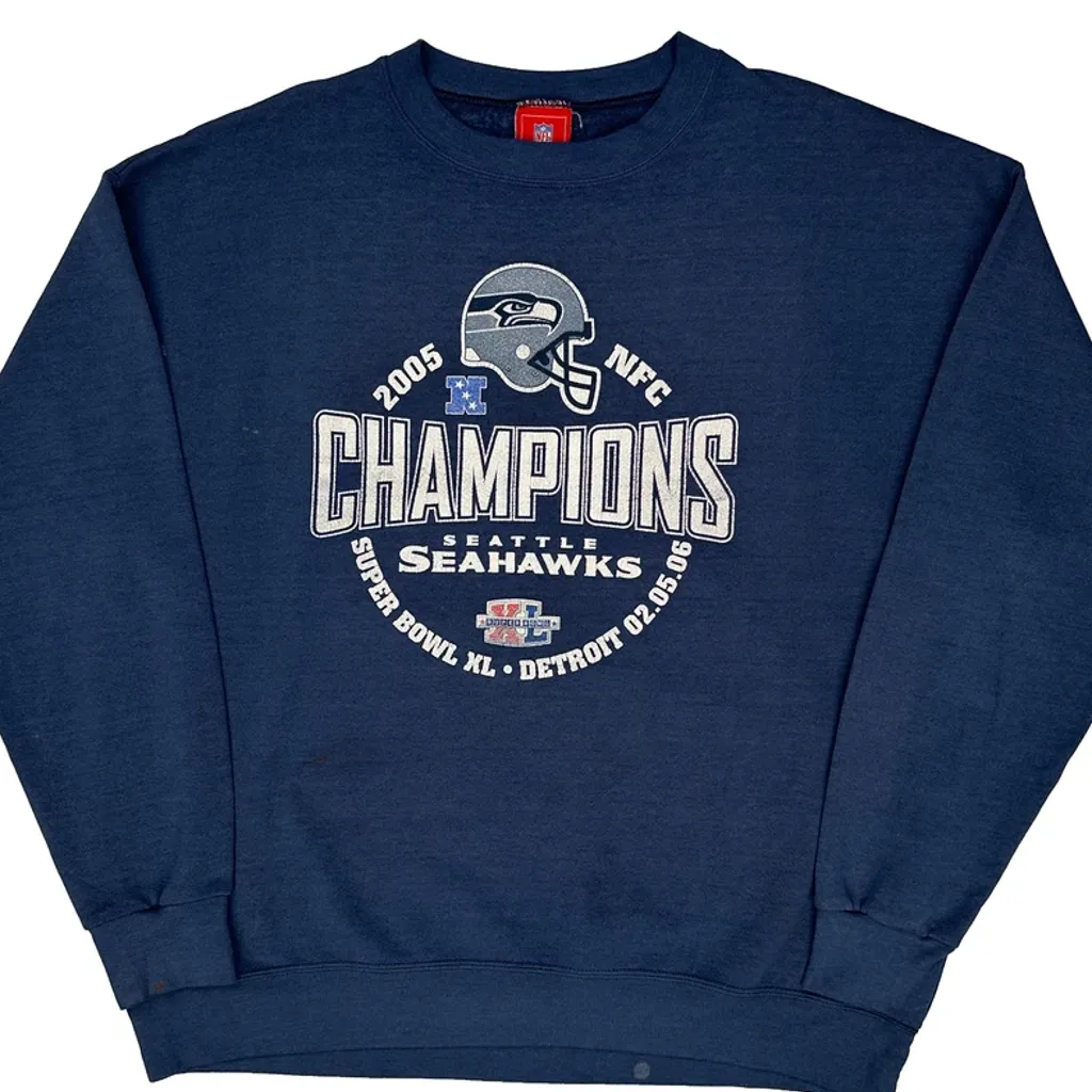 Seattle Seahawks Nfl Football Sweatshirt - XL Blue Cotton - Image 5