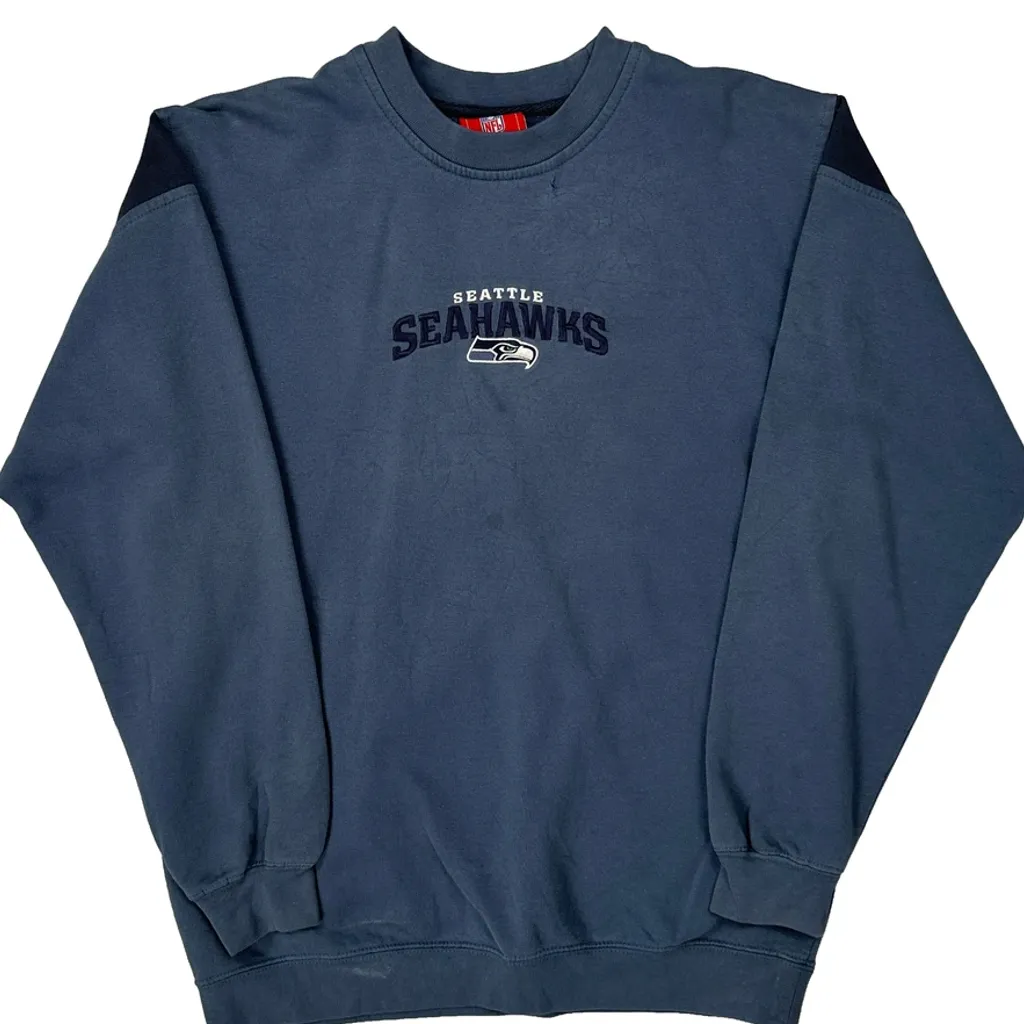 Seattle Seahawks Nfl Football Sweatshirt - XL Blue Cotton - Image 4