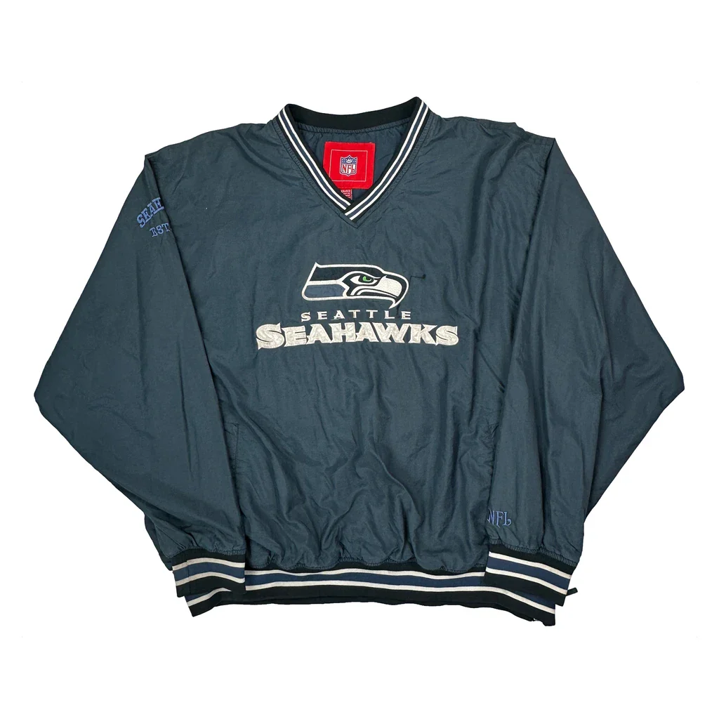 Seattle Seahawks Nfl Football Windbreaker - 2XL Blue Polyester
