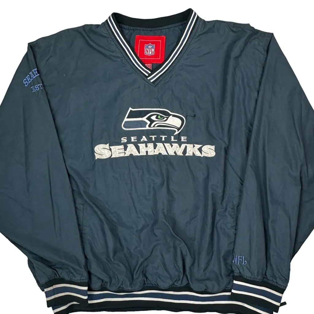 Seattle Seahawks Nfl Football Windbreaker - 2XL Blue Polyester - Image 4