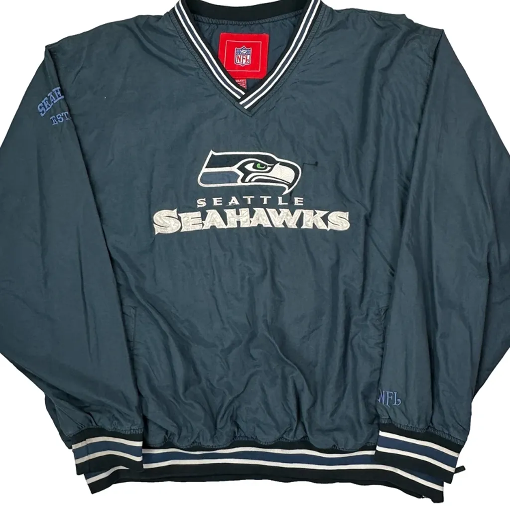 Seattle Seahawks Nfl Football Windbreaker - 2XL Blue Polyester - Image 5