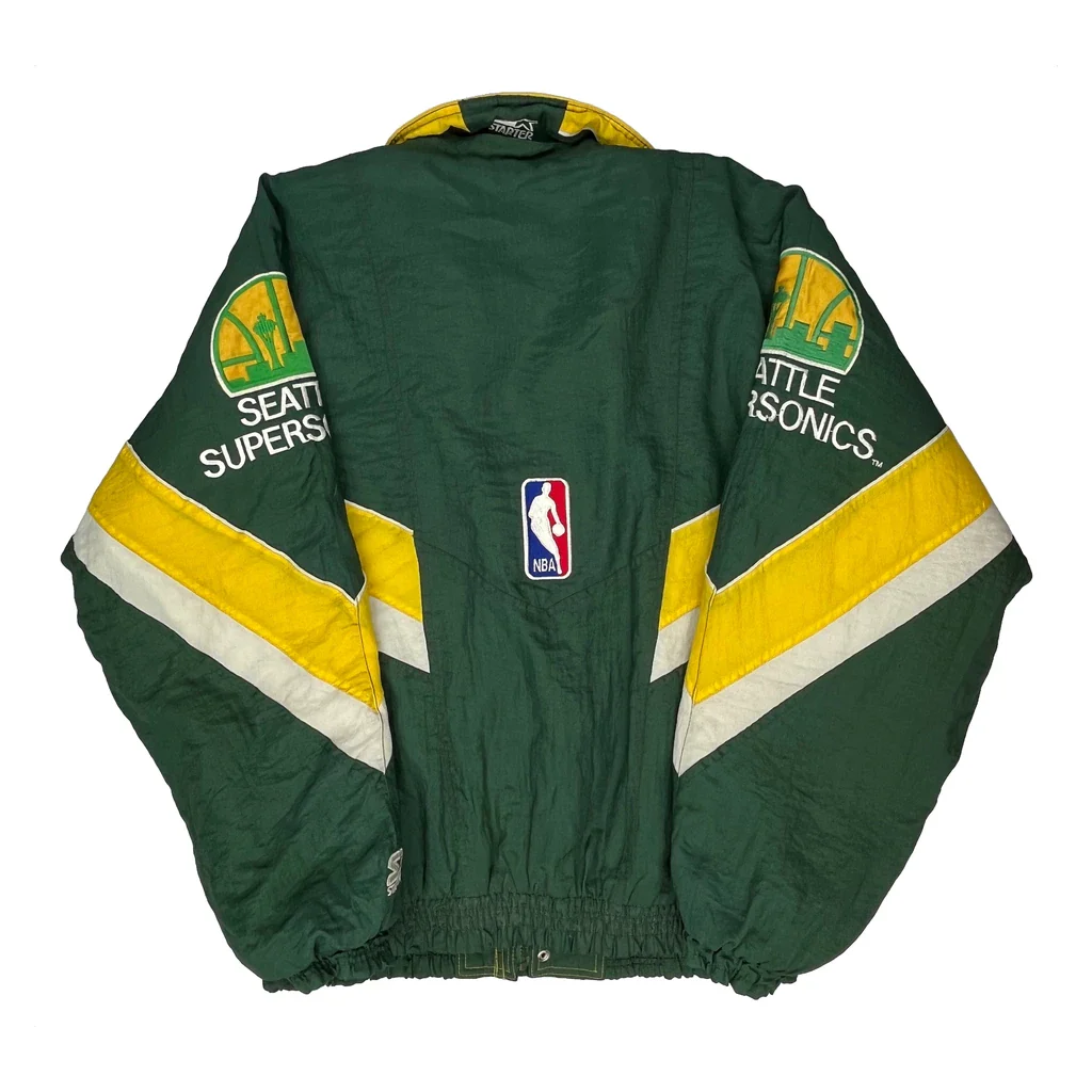 Seattle Supersonics Starter Nba Varsity Jacket - Large Green Nylon - Image 2