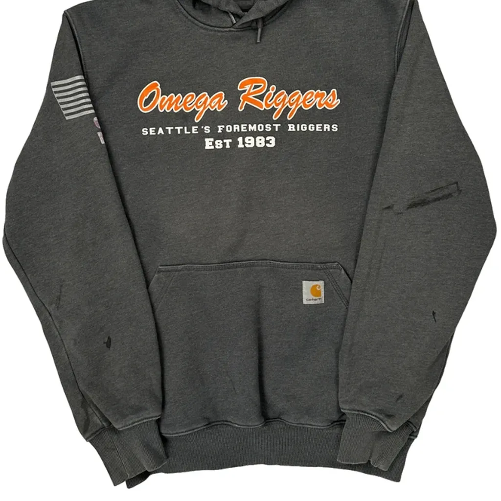Seattle'S Foremost Riggers Carhartt Graphic Hoodie - Small Grey Cotton - Image 4